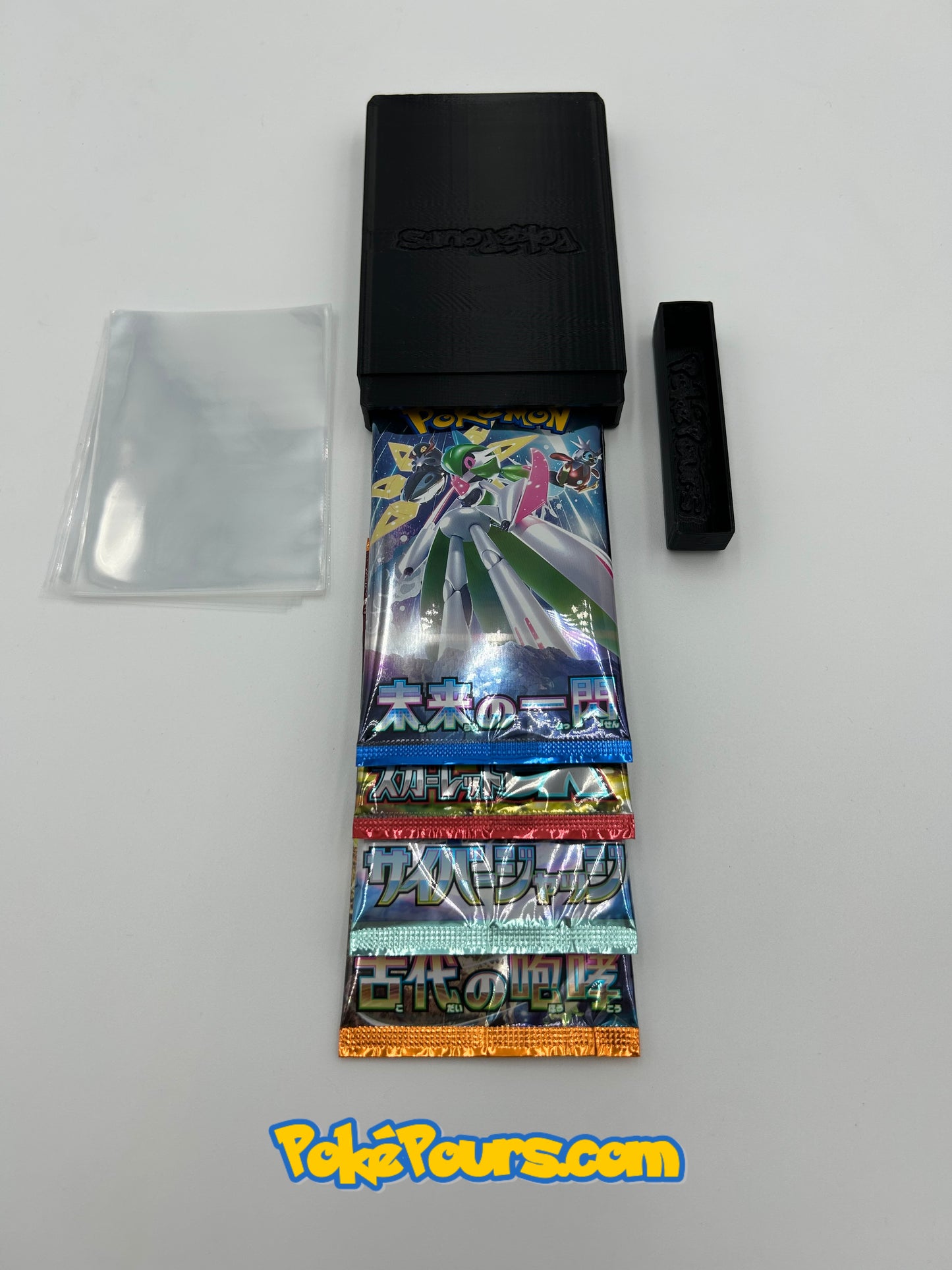 Pokémon Budget Booster Bundle: 4 different Japanese Booster Packs + Card covers + Secure Shipper